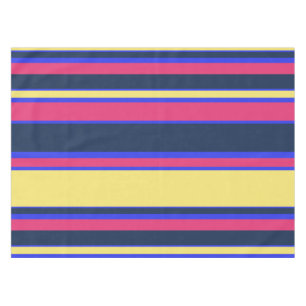 Pink, yellow and blue stripes tablecloth