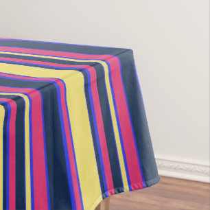 Pink, yellow and blue stripes tablecloth