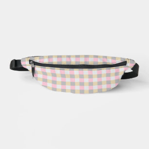 Pink, yellow and gray gingham  fanny pack