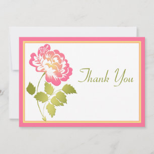 Pink, Yellow, and Green Peony Thank You Card