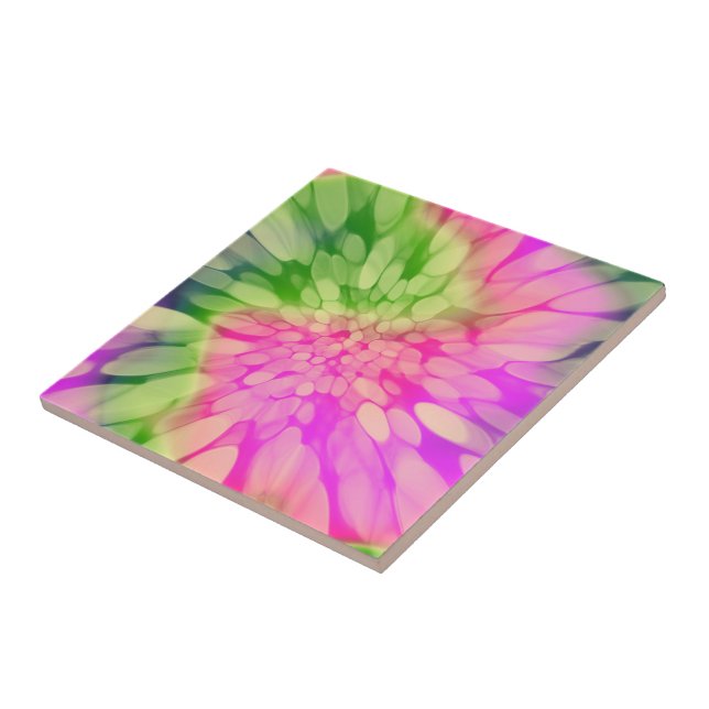 pink Yellow and Green Tie-dye Tile (Side)