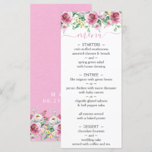 Pink Yellow Aquarelle Floral Menu Mariage