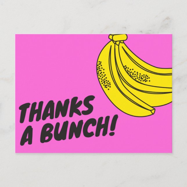 Pink Yellow Banana Bunch Thank You Postcard (Front)