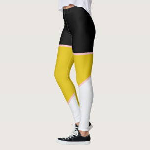 pink Yellow black and white colour block Leggings