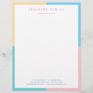 Pink Yellow Blue Green Elegant Colourful Template Letterhead