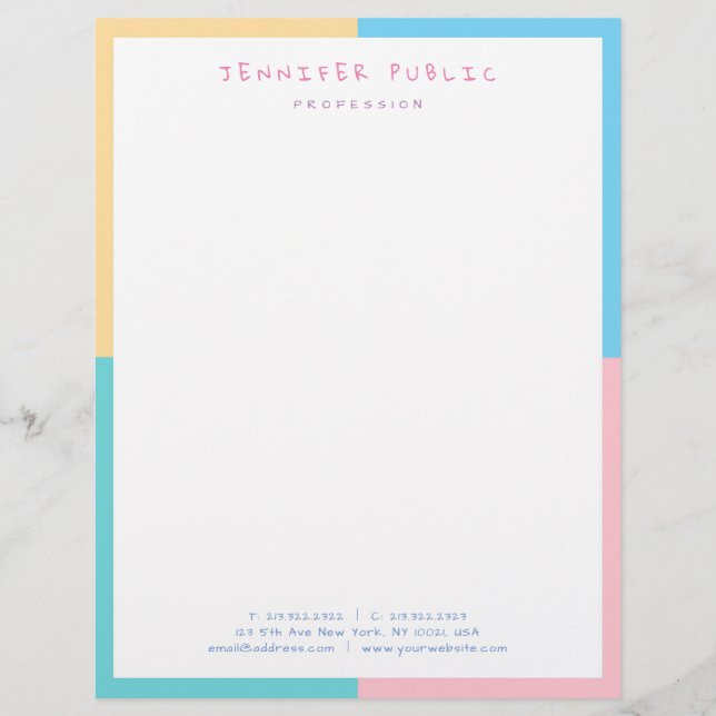 Pink Yellow Blue Green Elegant Colourful Template Letterhead (Front)