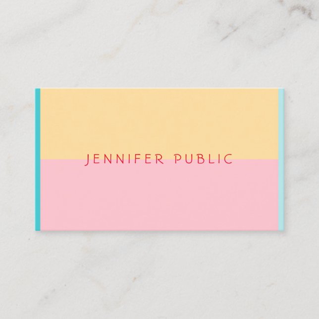 Pink Yellow Blue Green Elegant Modern Trend Colour Business Card (Front)