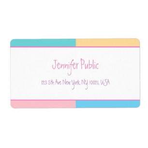 Pink Yellow Blue Green Handwritten Name Modern