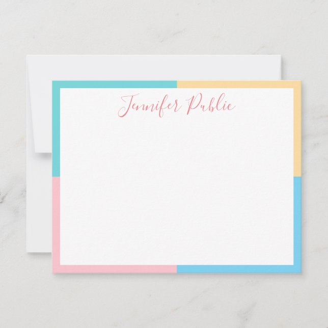 Pink Yellow Blue Green Handwritten Script Template (Front)