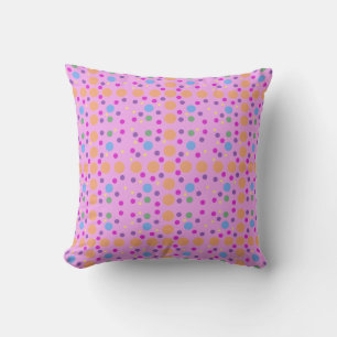 Pink Yellow Blue Orange Green Dots Throw Pillow