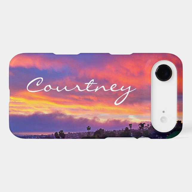 Pink yellow blue sunset clouds add your name bold (Back (Horizontal))