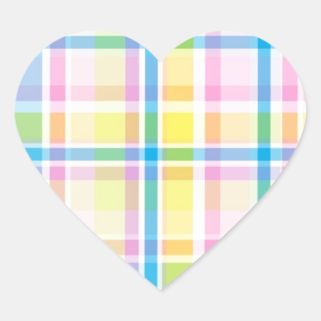 Pink yellow blue tartan pattern accessories trendy heart sticker (Front)