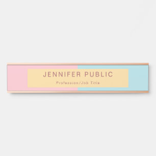 Pink Yellow Blue Template Elegant Modern Rose Gold Door Sign