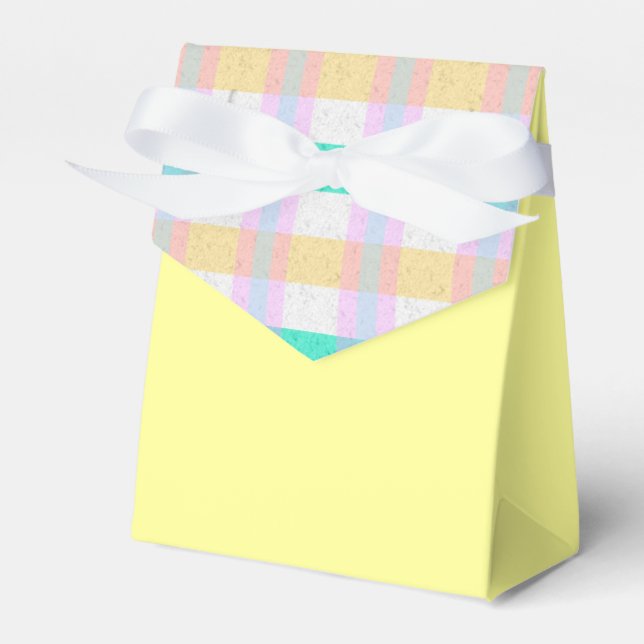 Pink Yellow Blue Turquoise Purple Plaid Pattern Favor Box (Front Side)