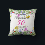 Pink Yellow Carnations on Blue Happy Birthday Throw Pillow<br><div class="desc">Pink Yellow Carnations on Blue Happy Birthday</div>