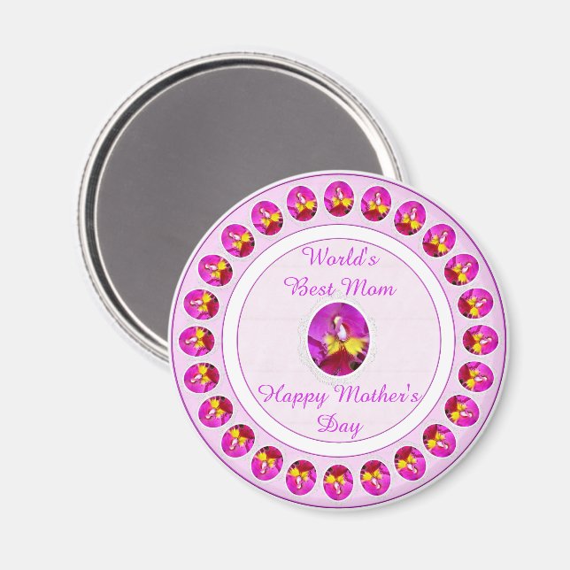 Pink Yellow Cattleya Orchid Mother's Day Magnet (Front/Back)