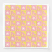 Pink Yellow Chequered Roller Derby Skate