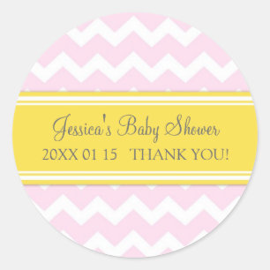 Pink Yellow Chevron Baby Shower Favour Stickers