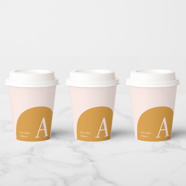 Pink & Yellow | Colour Block Business Custom Coffe Paper Cups (Multi)