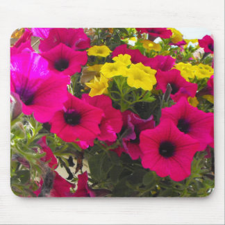 pink, yellow, colourful summer flowers basket mouse pad
