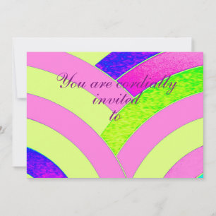 pink/yellow contemporary curved chevron invitation