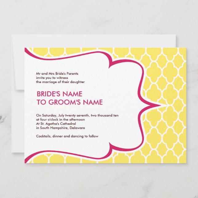 Pink & Yellow Curvy Invitations (Front)