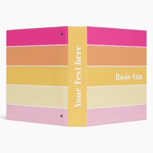 Pink Yellow Custom Summer Colour Block Stripes Binder