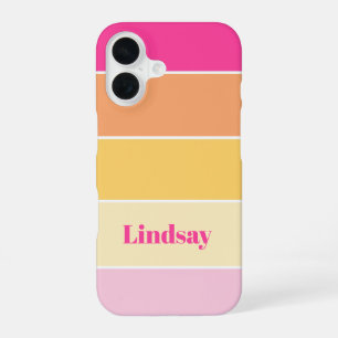 pink yellow Custom Summer  Colour Block Stripes iPhone 16 Case