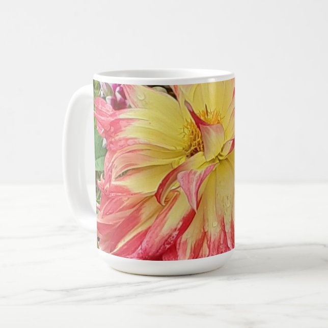 Pink & Yellow Dahlia  Coffee Mug (Front Left)