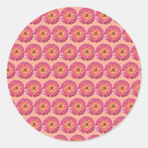 Pink & Yellow Dahlia Pattern Classic Round Sticker