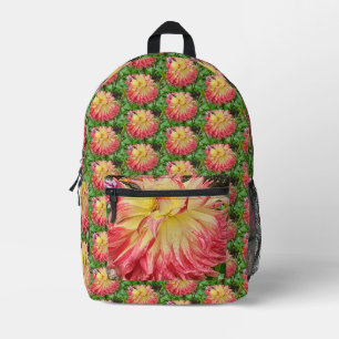 Pink & Yellow Dahlia Printed Backpack