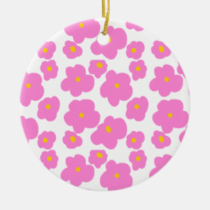 Pink yellow daisy flower modern elegant pattern ceramic ornament