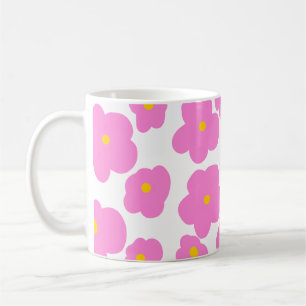 Pink yellow daisy flower modern elegant pattern coffee mug