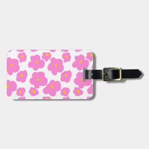 Pink yellow daisy flower modern elegant pattern  luggage tag