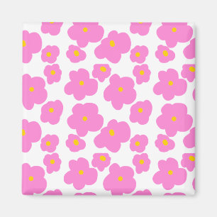 Pink yellow daisy flower modern elegant pattern magnet