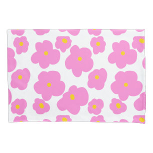 Pink yellow daisy flower modern elegant pattern  pillowcase
