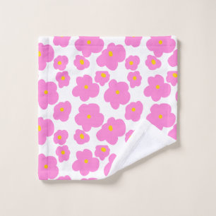 Pink yellow daisy flower modern elegant pattern  wash cloth