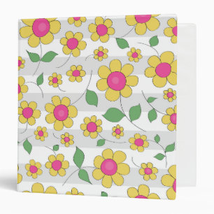 Pink yellow daisy flower spring kids doodles binder