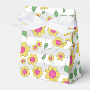 Pink yellow daisy flower spring kids doodles  favor box