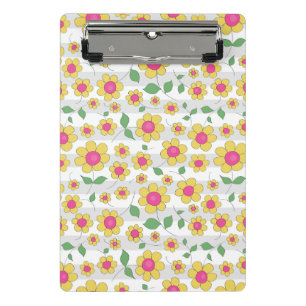 Pink yellow daisy flower spring kids doodles  mini clipboard