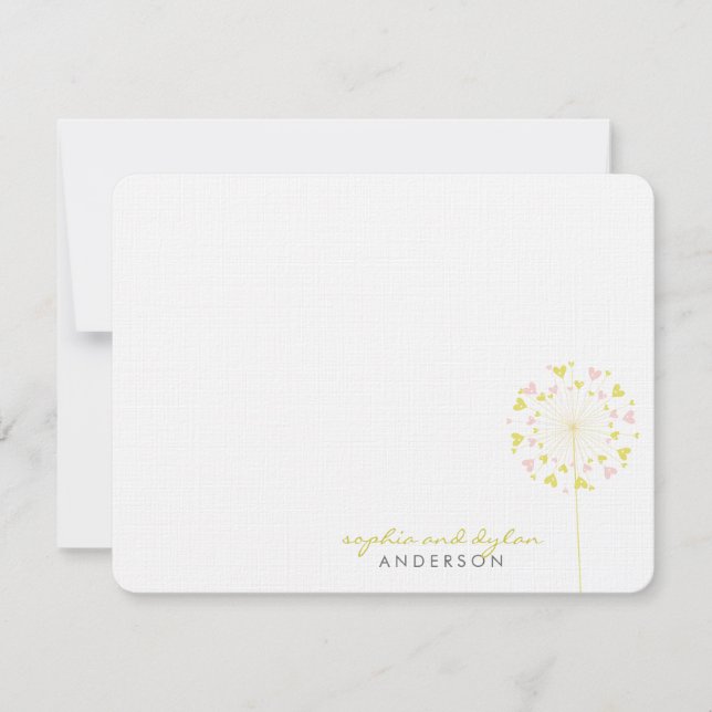 Pink Yellow Dandelions Aimer Mariage Carte de reme (Devant)