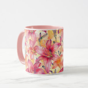 Pink Yellow Daylilies Mug