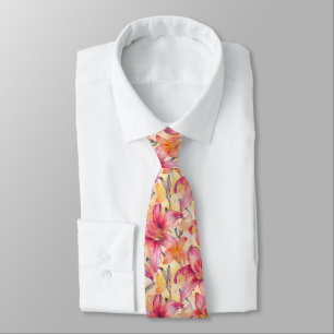 Pink Yellow Daylilies Tie