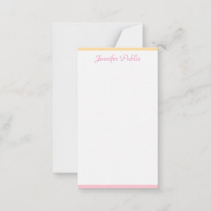 Pink Yellow Elegant Hand Script Name Personalized Card