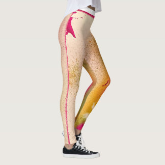 Pink & Yellow Feather Leggings