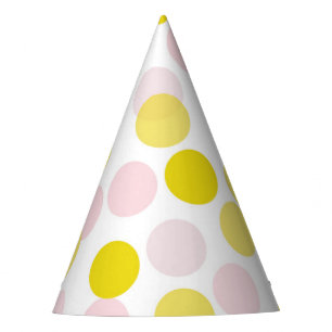 Pink & Yellow Festive Polka Dots Confetti Party Hat