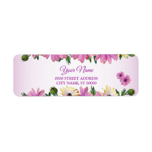 Pink Yellow Floral Rustic Wedding Return Address