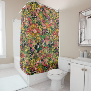 Pink Yellow Floral Zebra Indian Print Pattern