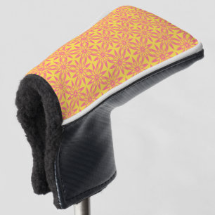Pink Yellow Flower Seamless Pattern Golf Head Cover