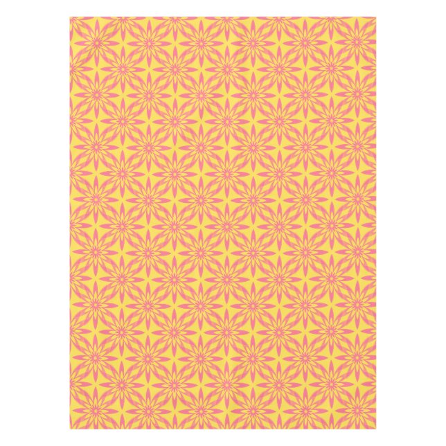 Pink Yellow Flower Seamless Pattern Tablecloth (Front)